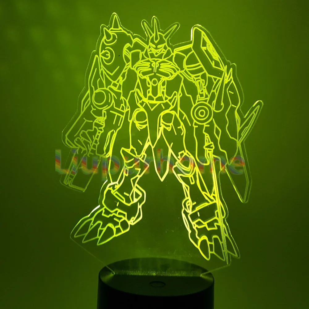 

Digimon OMEGAMON 3D LED Nightlight Digimon Adventure WarGreymon Garurumon Home Decor Table Lamp 3D Visual Night Light 3D46