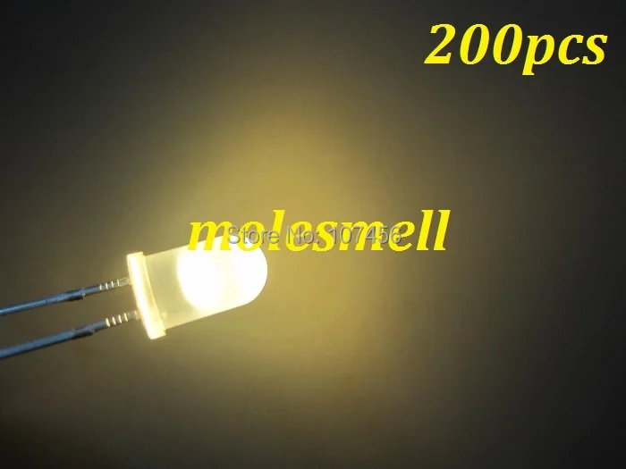 

free shipping 200pcs 5mm warm White Diffused High Power Bright Round LED Leds Light Bulb 5mm milky white led warm white led