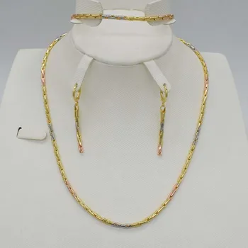 

Hight quality Dubai Gold Jewelry Sets Nigerian Wedding African Beads jewelry set for women statement necklace bracelet earrings