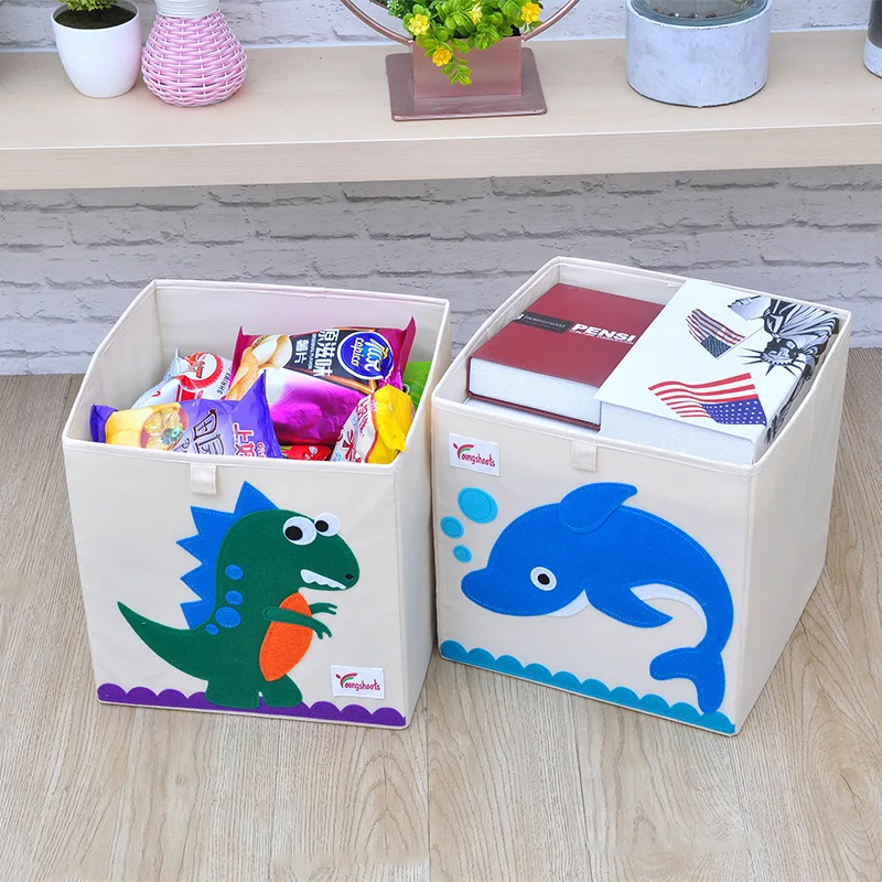 3D Cartoon Animal Embroidery Folding Storage Box Washed Oxford Cloth Wardrobe storage bag kid toys organizer 33*33*33CM bins | Дом и сад
