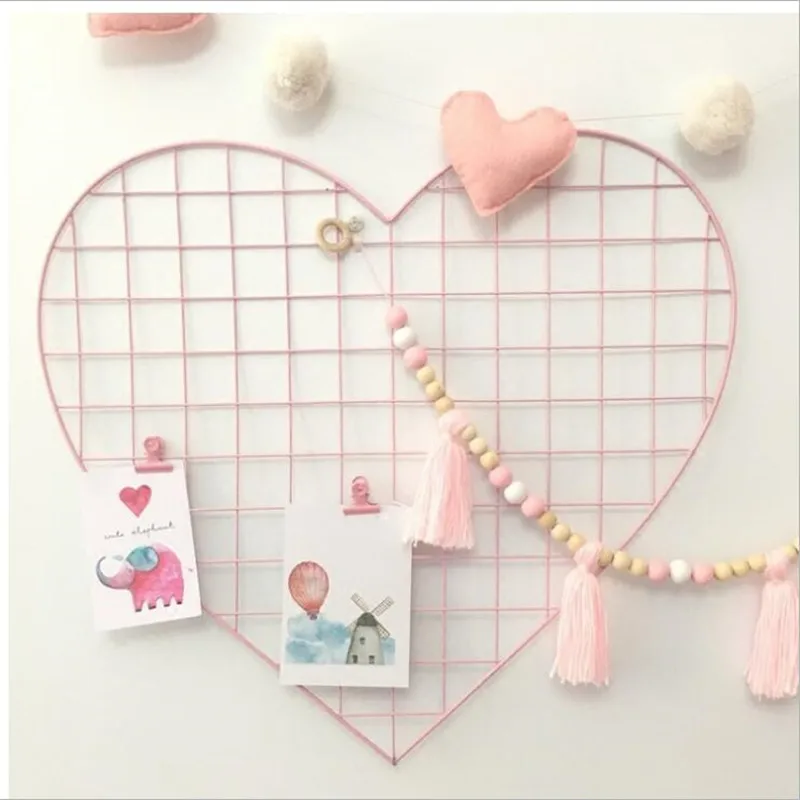 1pc Popular Creative Pink/white Heart shaped Grid Photo Wall Girls