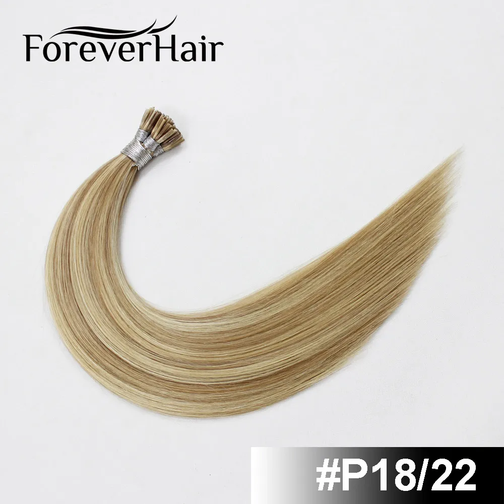 FOREVER HAIR 1 г/локон 1" 18" 2" 24" Настоящие Remy Предварительно скрепленные человеческие волосы для наращивания кератин I Tip прямые человеческие волосы на капсуле 50 г/pac - Цвет: P18/22