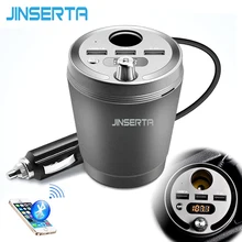 JINSERTA Bluetooth Автомобильный mp3 плеер fm-передатчик 3 USB выход 3.1A чашка прикуриватель адаптер зарядное устройство для телефона USB TF SD Siri