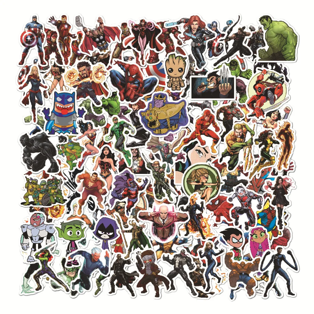 

104Pcs Marvel Avengers Stickers for Laptop Car Fridge Suitcase Guitar Motorcycle Bicycle Decals Superhero Action Figure Toys