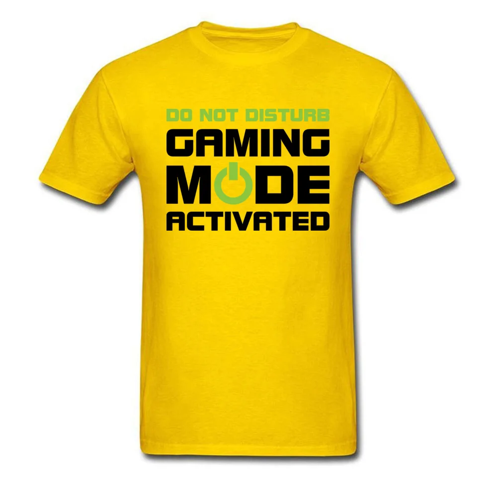 Gaming Mode Activated Funny T Shirt Short Sleeve for Men 100% Cotton Fall O-Neck T-Shirt Normal Tee Shirt Retro Gaming Mode Activated yellow