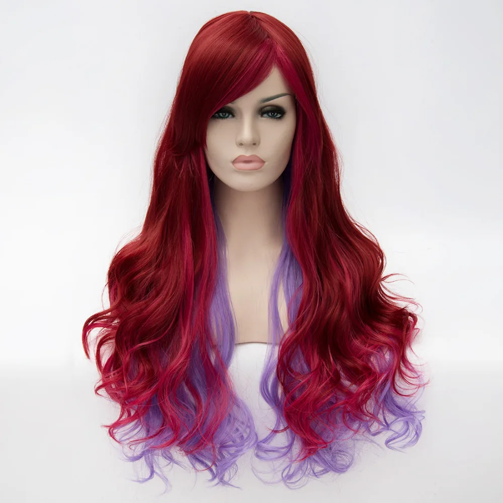 

Hot Cheap Wig Style Wavy Synthetic Colourful Red Purple Women Hair Wig