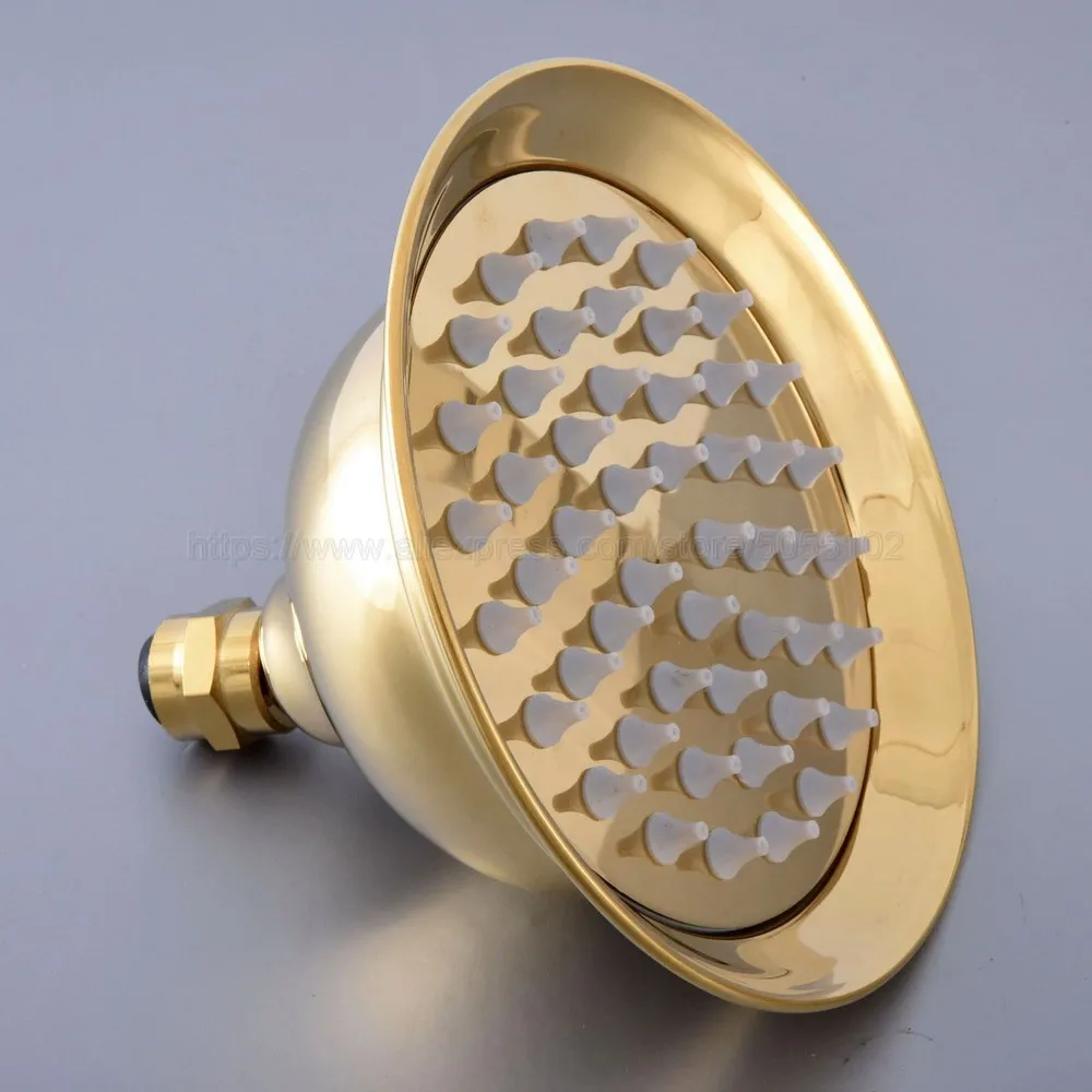 Luxury Gold Color Brass Rainfall 6.3" Shower Head Bathroom Replace Rain Shower Head Bathroom Accessory (Standard 1/2") zsh267