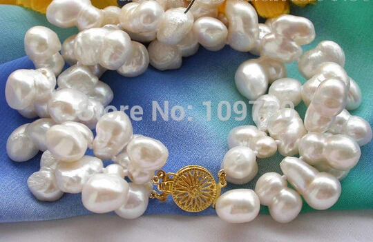 

00742 2ROW 8" 17MM WHITE BAROQUE DOUBLE FW PEARL BRACELET