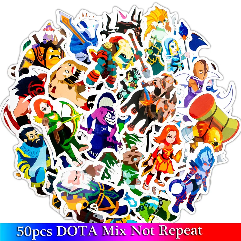 

50pcs/Lot Funny Cartoon Dota Game Stickers For Moto & Suitcase Cool Laptop Graffiti Stickers Skateboard Kids Stickers
