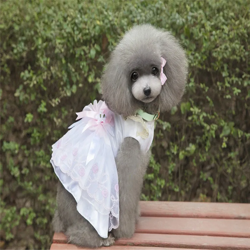 Весна/лето Собака платье Кружево Цветочный Собака Принцесса платье-пачка XS Pet Одежда для маленький средний Товары для собак Товары для
