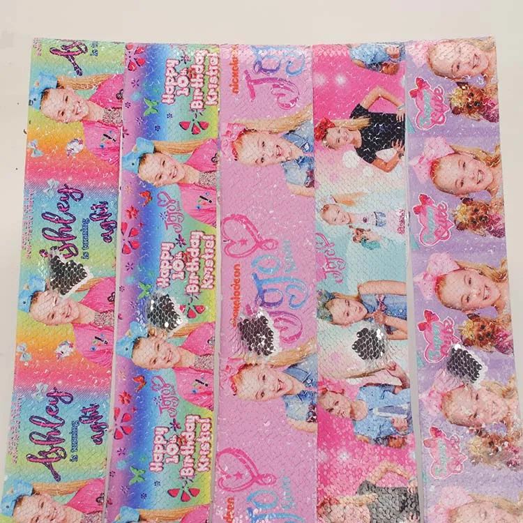 

NEW 2 yards 3" 75mm cartoon girl jojo reversible sequin ribbon printed