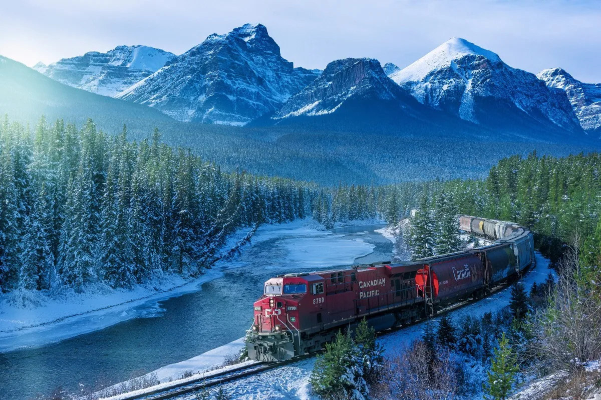 Canada landscape train snowy mountain forest PFJ045 custom print canvas fabric poster for wall decor room home decoration | Дом и сад