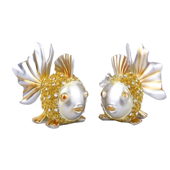 

European Silver Rose Studded Diamond Goldfish Resin Ornaments Living Room Bedroom Resin Crafts Wedding Gifts Desktop Furnishing