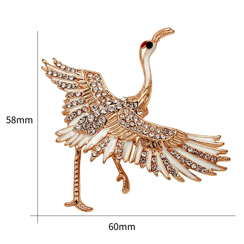 Прямая с фабрики хрустальные стразы и эмаль брошь с дизайном «журавль» булавки для женщин