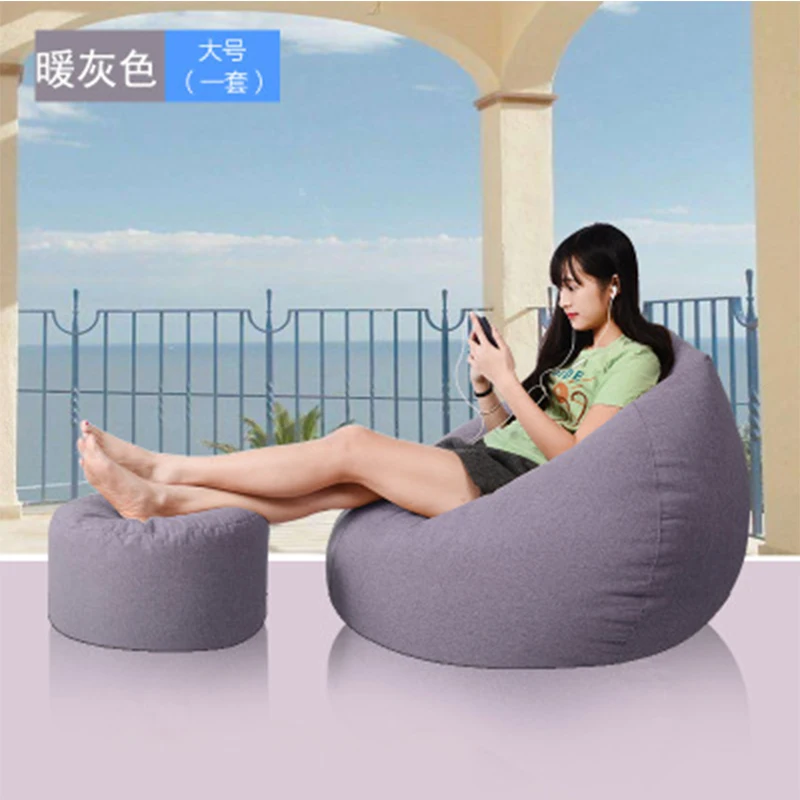 Bean Bag Cover Lounger Sofa Chairs Ottoman Set Outdoor Pouf Puff Seat Living Room Furniture without Filling Lazy Beanbag Beds