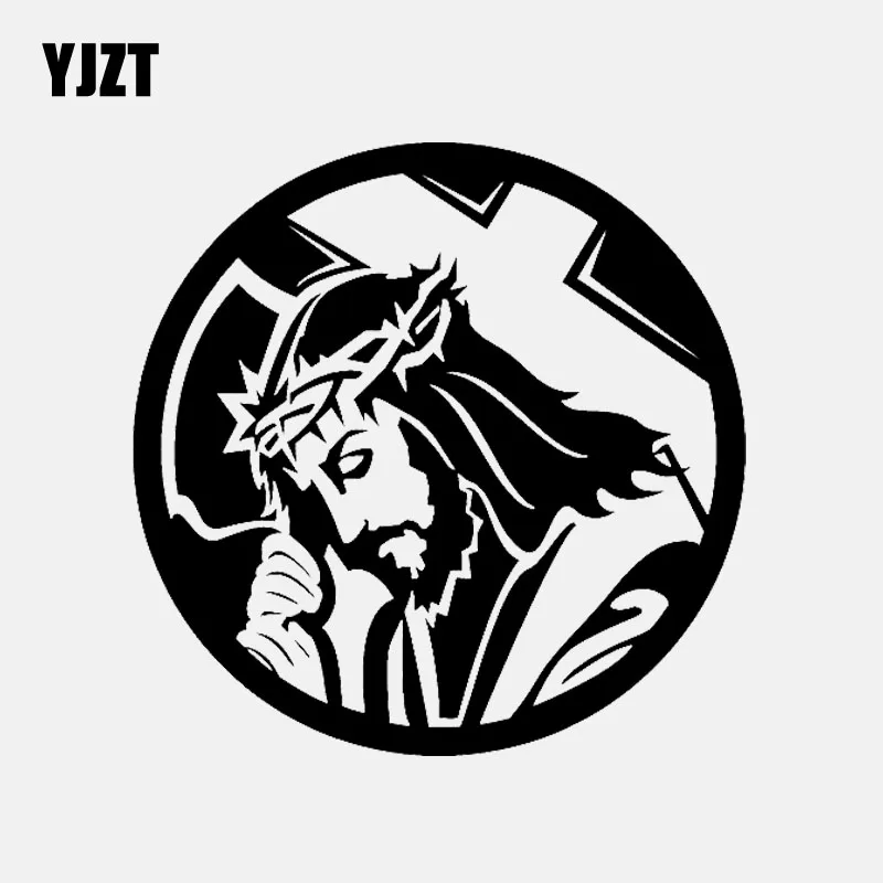 Yjzt 17.8cm*17.8cm Jesus With Cross Car Sticker Vinyl Decal Christian