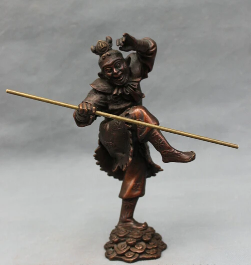 

wholesale factory 9" Chinese Pure Bronze Great Sage Equalling Heaven SunWuKong Monkey King Statue