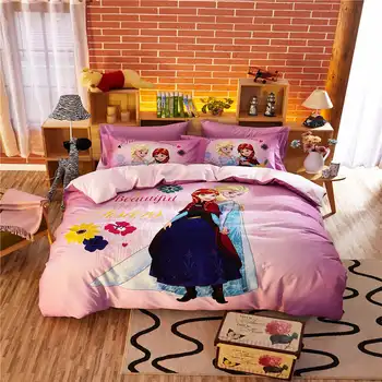 

girls disney princesses cotton bedding set single twin full queen size comforter autumn and winter pink bed sheet home textile