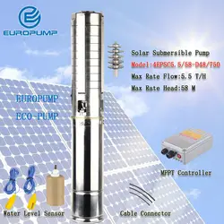 Еуропумп модель (4EPSC5. 5/58-D48/750) 4 дюйма 1HP солнечный насос, центробежный насос погружной, солнечный насос AC/DC двойного бесщеточный