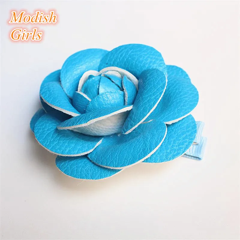 Заколки для волос из искусственной кожи 12 шт./лот|floral hair clip|hair accessories kidsaccessories kids |