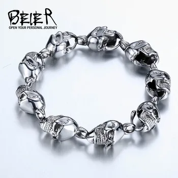 

BEIER New Cool Punk Skull Bracelet For Man 316 Stainless Steel Man's High Quality Punk Rock Jewelry Good quality BC8-024