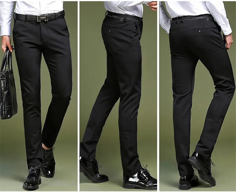 Мужские деловые повседневные брюки весна и лето новые Стрейчевые нежелезные однотонные брюки среднего возраста мужские прямые брюки 29-40