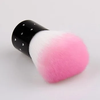 

Fashion 1Pc 6.5*2.6CM Pink Mini Nail Art Powder Dust Clean Brush Make Up Brush Rhinestones On Handle
