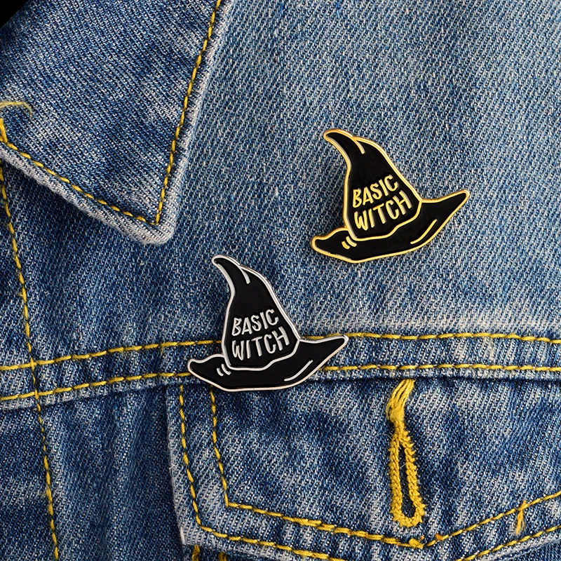 

QIHE JEWELRY Witch Hat Pins and Brooches Gold/Silver Wizard Lapel Pins Witches Jewelry Gifts for Witches