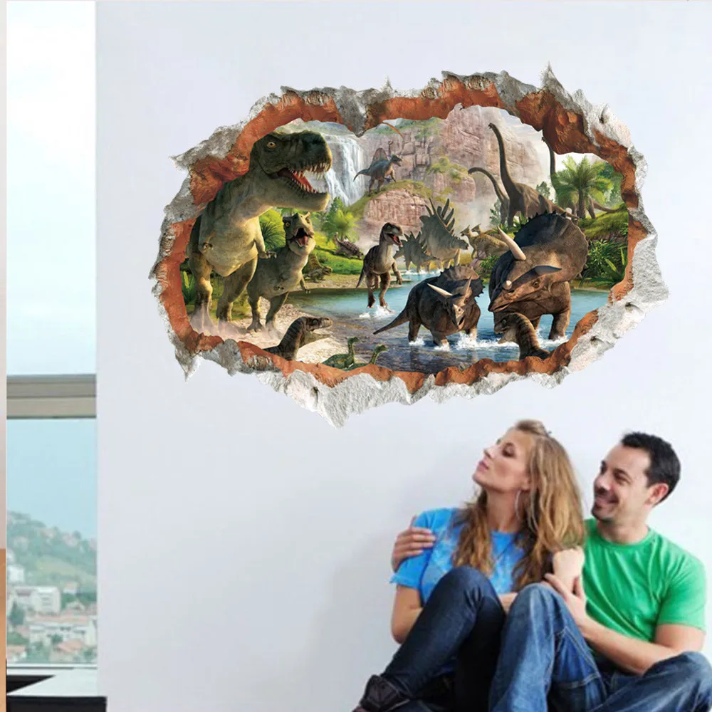 

KAKUDER Wall Sticker 3D Dinosaur Bedroom Wall Sticker Wall Decorations Living Room Decor 3D Wall Stickers Poster Mural 36.DEC.13