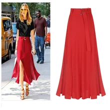 Г. летняя Элегантная Леди Твердые шифон юбка Англия Стиль узкие завязки на шнуровке высокой талией средней длины плиссированная юбка