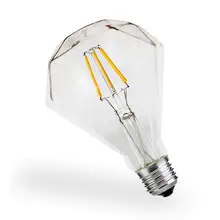 Винтаж Светодиодный лампочки Эдисона, алмаз, Форма 4 Вт E26/E27 винт 3200k теплый белый креативный Вольфрам нити антикварная лампы противотуманных фар