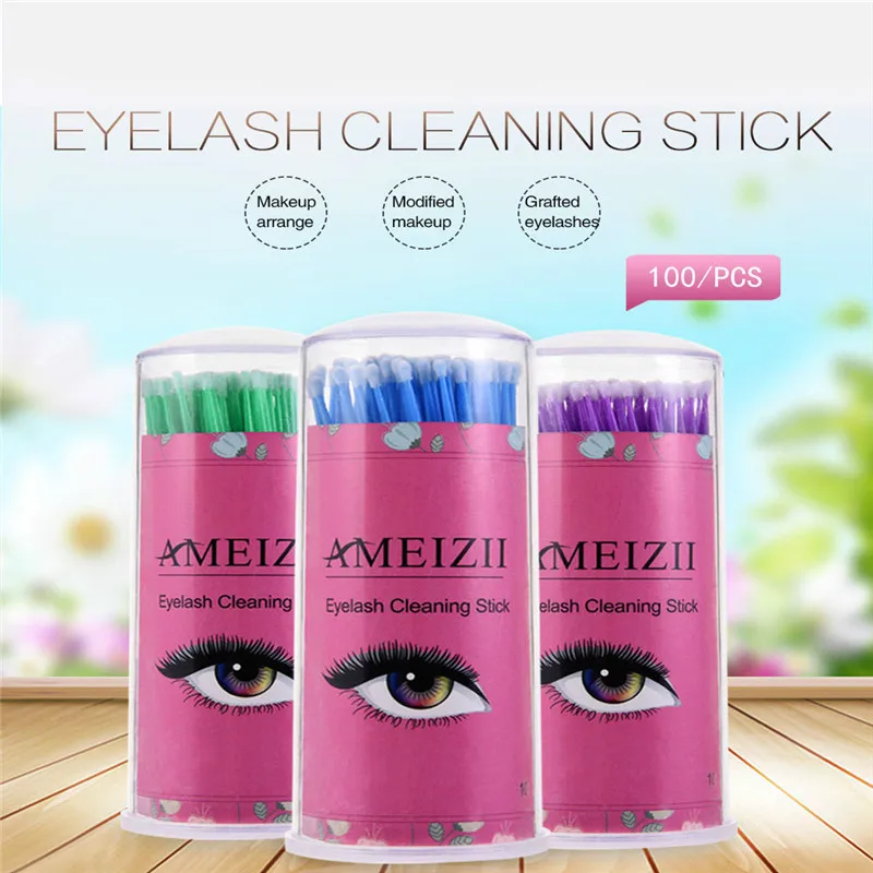 

100pcs / Bag Durable Micro Disposable Eyelash Extension Makeup Brushes Individual Applicators Mascara Removal Swabs Tools