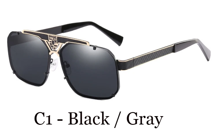 LVVKEE, модные брендовые Дизайнерские мужские солнцезащитные очки с металлической оправой, высококачественные солнцезащитные очки для вождения, мужские тени, UV400 Oculos de sol - Цвет линз: C1 - Black  Gray