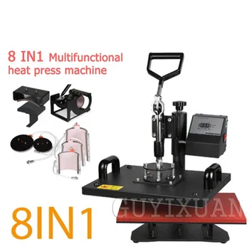 

8 in 1 Multifunctional heat transfer baking cap machine Heat press machine T-shirt press Thermal transfer sublimation printer