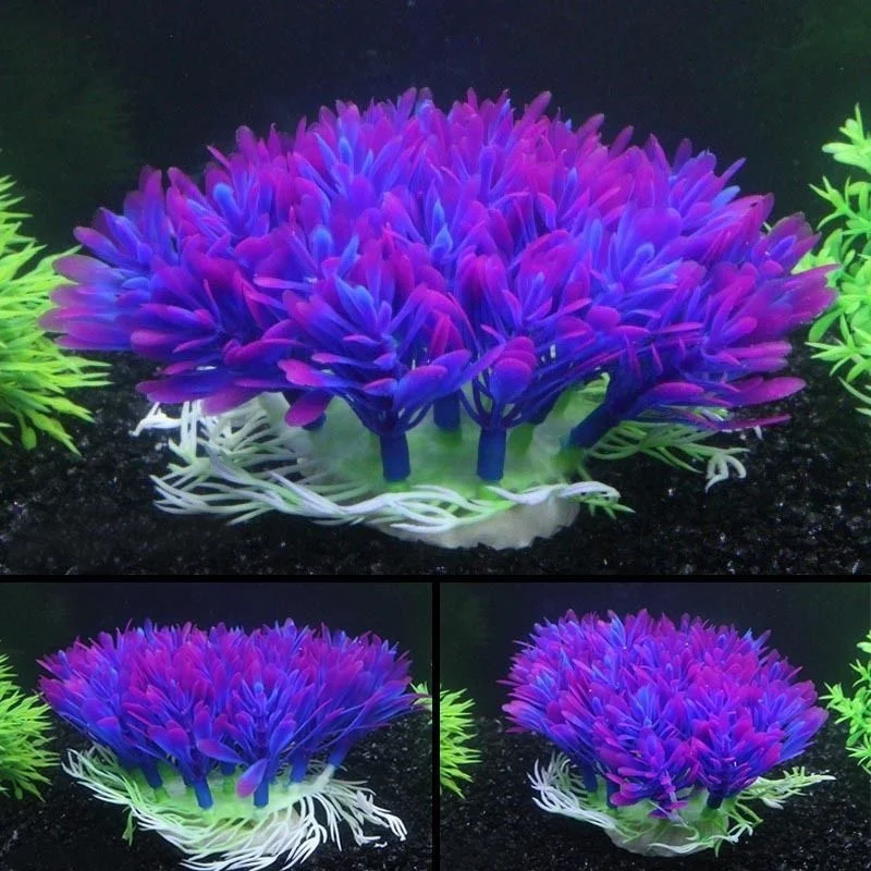 Fashion Purple Plastic Grass Aquatic Aquarium Ornament Plant Fish Tank