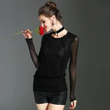 Американский стиль, новинка, осенняя женская мода, оверсайз, с кисточками, длинные черные футболки, Женская Повседневная Кружевная футболка с длинными рукавами