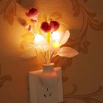 

1PC US Plug Luminaria Night Light Baby Bed Room Lamp Tulip Soft Romantic Sensor Home Decor Lampe De Chevet Bedside Lamp T14