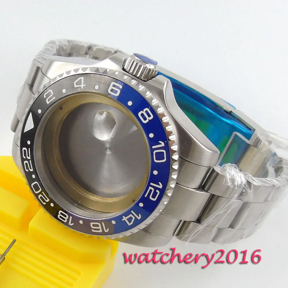 NEW 43mm black blue ceramic bezel sapphire glass fit ETA 2824 2836 Movement Men's Watch Case NEW 43mm black blue ceramic bezel sapphire glass fit ETA 2824 2836 Movement Men's Watch Case