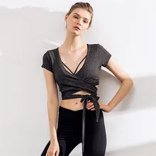 Пикантные Для Женщин Йога Рубашка Короткий Рукав Фитнес работает спортивная футболка дышащая упражнения тренажерный зал тренировки Топы дамы спортивной