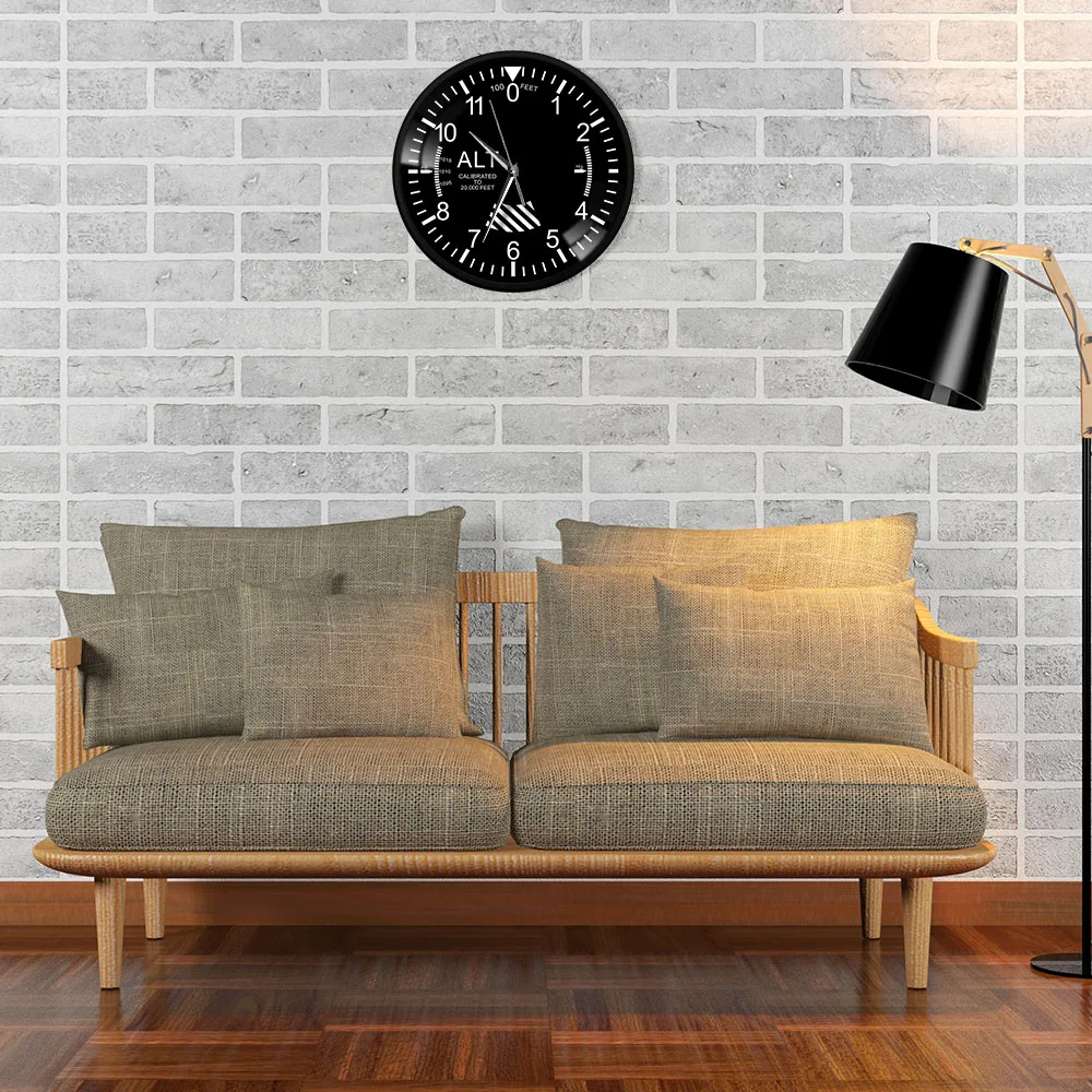 Classic Altimeter Round Wall Clock Modern Altimeter Instrument Style Wall Clock Pilot Air Plane Altitude Measurement Home Decor Just6F