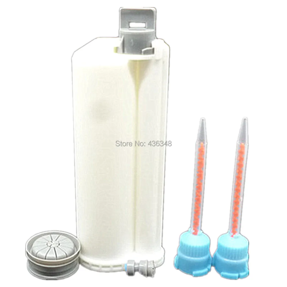 Plastic Repair AB Glue 50ml Ratio 10:1 Cartridge Adhesive Tube Cartridge Assembly with 2 Nozzle for 50ML AB Glue Dispensing Gun