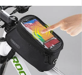 Велосипедные Сумки передний чехол Велоспорт 5,5 В держателя телефона велосипед сумка для рамы Прозрачный мобильный телефон карманный мешок горный велосипед сумка - Цвет: Черный