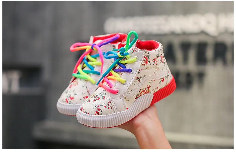 Mumoresip/2019 г. весенне-осенняя модная детская обувь для мальчиков и девочек, высокие топы с цветочным принтом, повседневные кроссовки, яркие