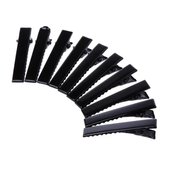 Billige 10Pcs Frauen Metall Einzelne Zinke Alligator Clip Haar Clips Haarspange Bögen DIY Haar Zubehör Haar Salon 4cm 2020 Schwarz Werkzeuge Neue