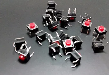 

100PCS/Lot 6*6*5MM Black/ Red Small Button Switch Copper Foot Micro Square Push Button Switches Electronic Accessories 6X6X5