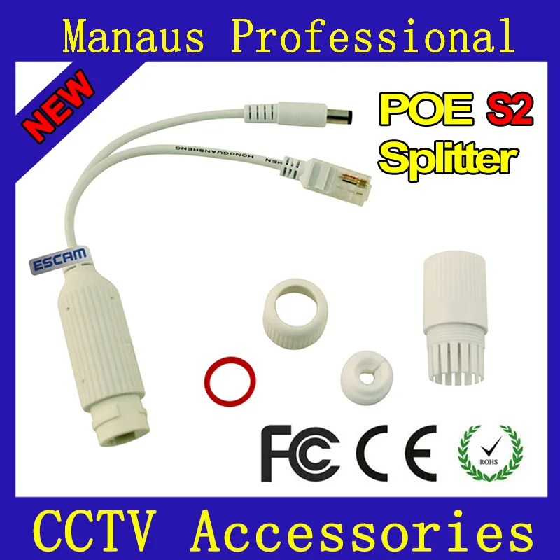 

Escam Data Exchange Line POE Splitter S2 Connect to POE Switch for IP Camera/Wi-Fi access point/VoIP Phone/Surveillance System