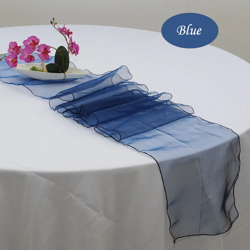 wholesale 100pcs/lot 15 Colors Table Runner Blue White Red Organza For