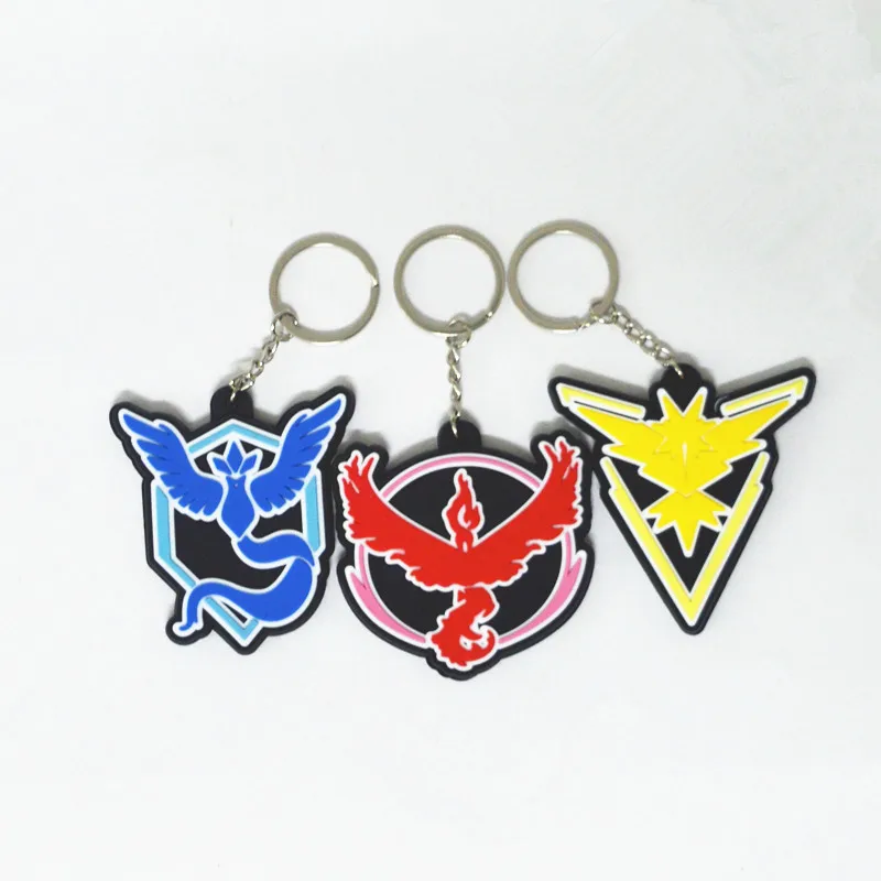 

Articuno Moltres Zapdos 6cm Badge Anime PVC Keychain Pendants Children Birthday Gift