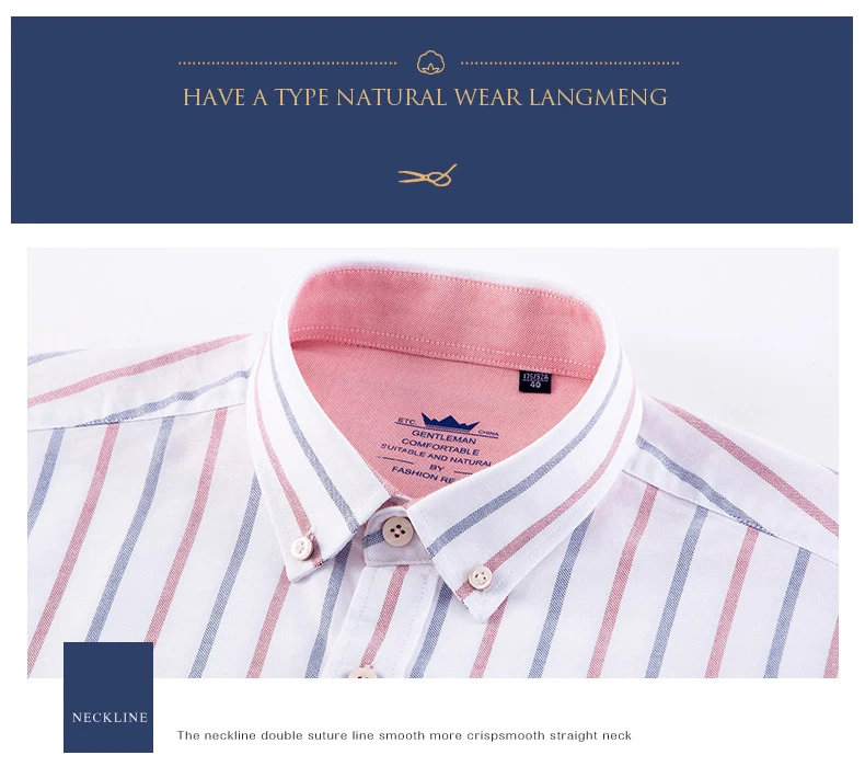 Langmeng оксфордская рубашка, Мужская одежда, рубашки, хлопок офисная деловая, общественная Мужская рубашка в полоску брендовая одежда с длинными рукавами Camisa