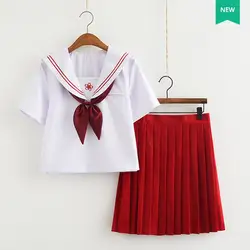 Белая рубашка + красная юбка специальные матроски школьник JK равномерное корейский Костюм Школьница OY-X0624